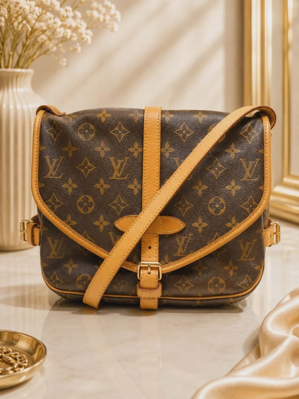 Authentic Louis Vuitton Saumur 30 Monogram Canvas Crossbody